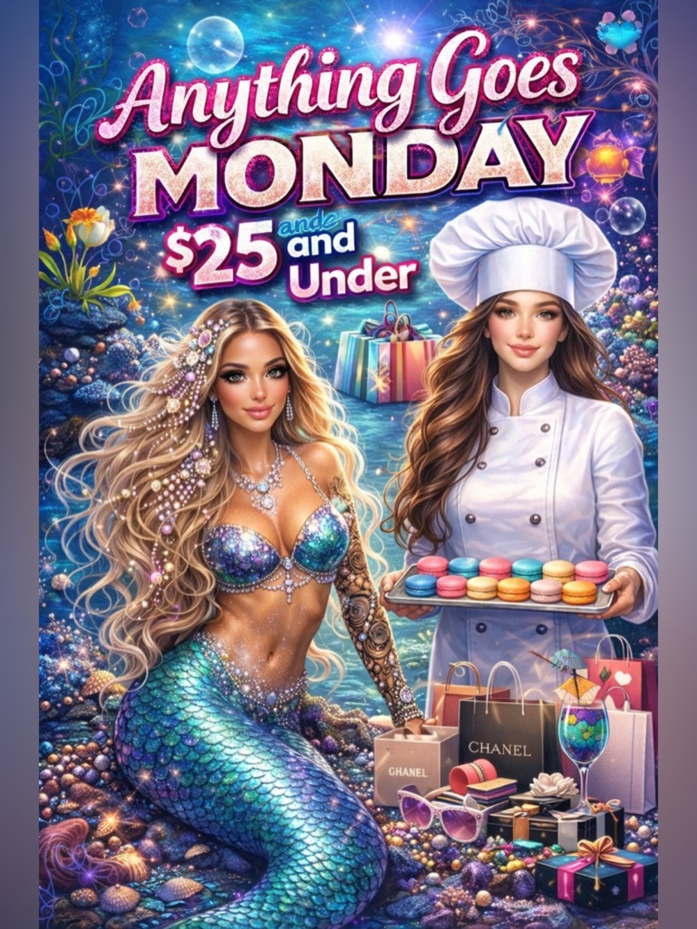 (2) ASHLEAS & CHEF JAMIE LIVE SHOW FLYER 🧜🏼‍♀️👩‍🍳 - Picture 3 of 11